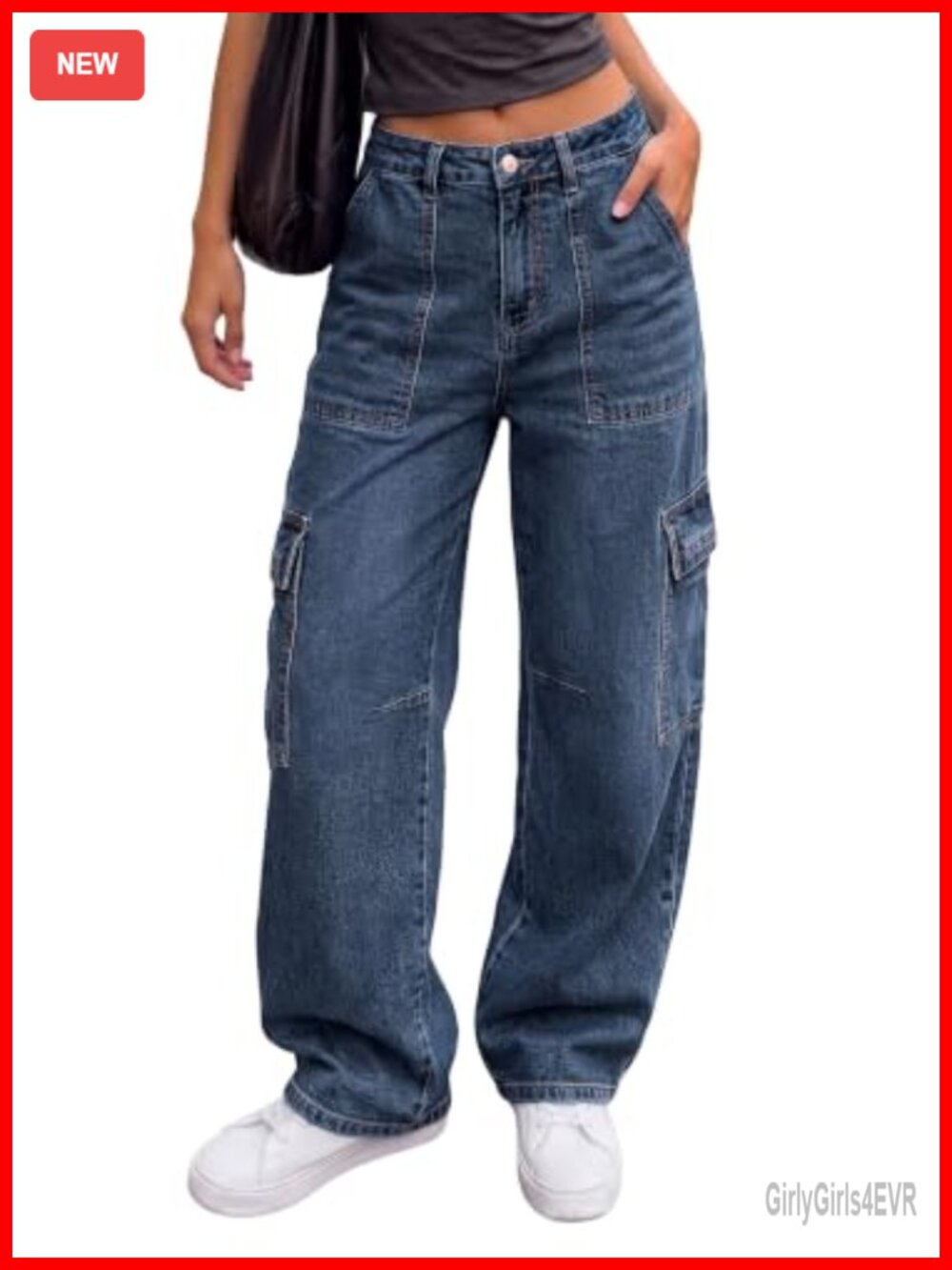 Women's Wide Leg Barrel Jeans Baggy Denim Pants Y2K Casual